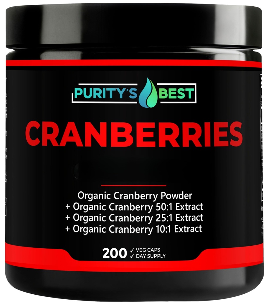Purity’s Best Cranberries, Organic Cranberry Extract, 200 Veggie Capsules, Effective UTI Support, Detoxifying, Non-GMO Dietary Supplement, Made in USA