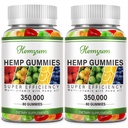 Hemp Gummies 2 Packs - for Sleep, Pain, Anxiety Relief - High Potency Pure Organic Supplement - with Natural Hemp Oil Extract Edible Gummy Vegan, Non-GMO