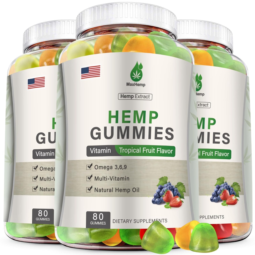 Hemp Gummies for Pain, Sleep, Anxiety (3 Packs) - Hemp Gummy 100% Natural Organic Extra Strength High Potency with Pure Hеmp Oil Extract Vegan Bear Candy
