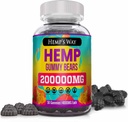Natural Hemp Gummies 1 Pack High Potency - Vegan Hemp Oil Infused Supplement Edibles Performance L-Theanine GABA Ashwagandha Focus Calmwell Bloom Favorite Gummy
