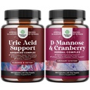 Bundle of Uric Acid Cleanse and Detox Capsules - Turmeric, Tart Cherry & Celery Seed Supplement for Men and Women and D Mannose with Cranberry Supplement - Potent D Mannose 1000mg Capsules for Kidney