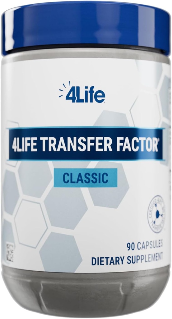4Life Transfer Factor Classic - z Cow Colostrum dla zwiększonej odpowiedzi immunologicznej, Rozpoznawanie i Pamięć - dla wieku 2 i w górę - 90 Kapsułki wegetariańskie