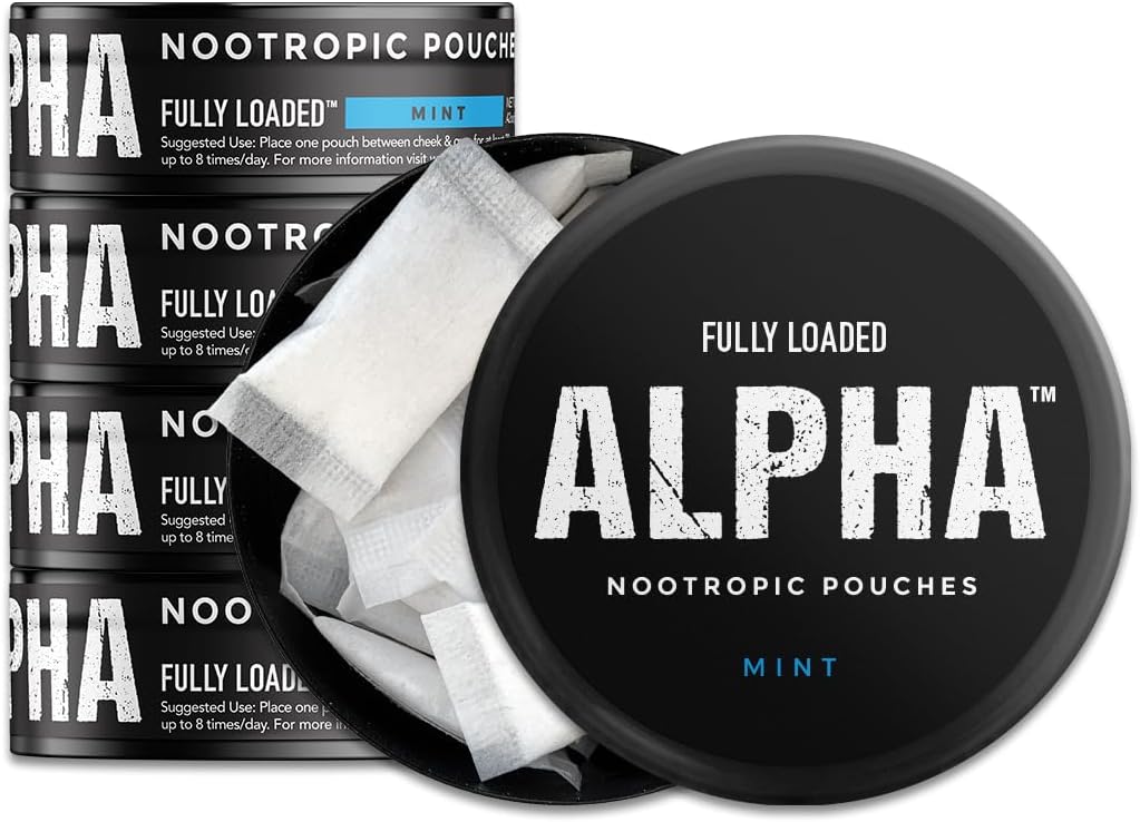 Alfa Nootropic Pouches (Mint) - 5 Cans - 15 Pouches per can - Eraginkorra Nootropic Delivery, Nic Pouch Ordezko - Azkarragoa Absorption, Alfa GPC, L-Tyrosine, GABA