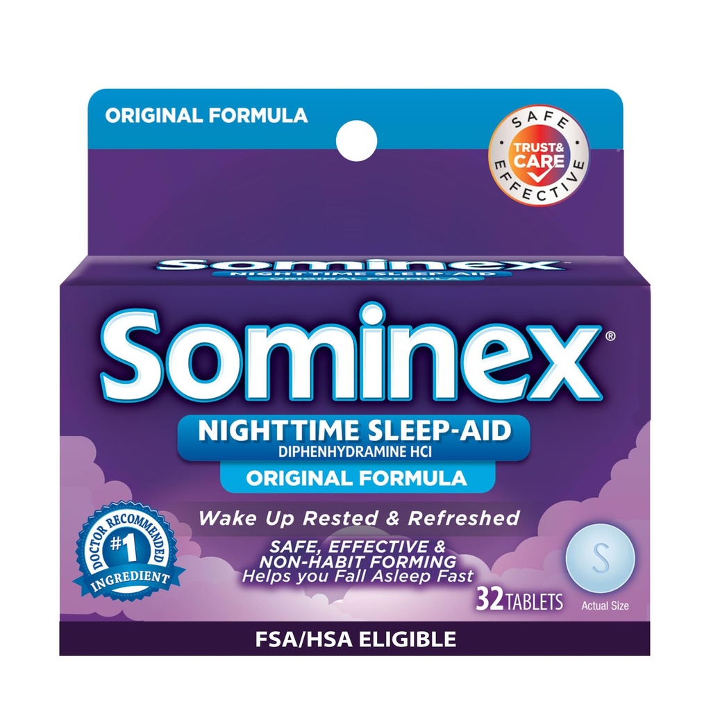 Sominex Nighttime Sleep-Aid with Diphenhydramine HCI, 32 Count, Safe, Effective & Non Habit Forming