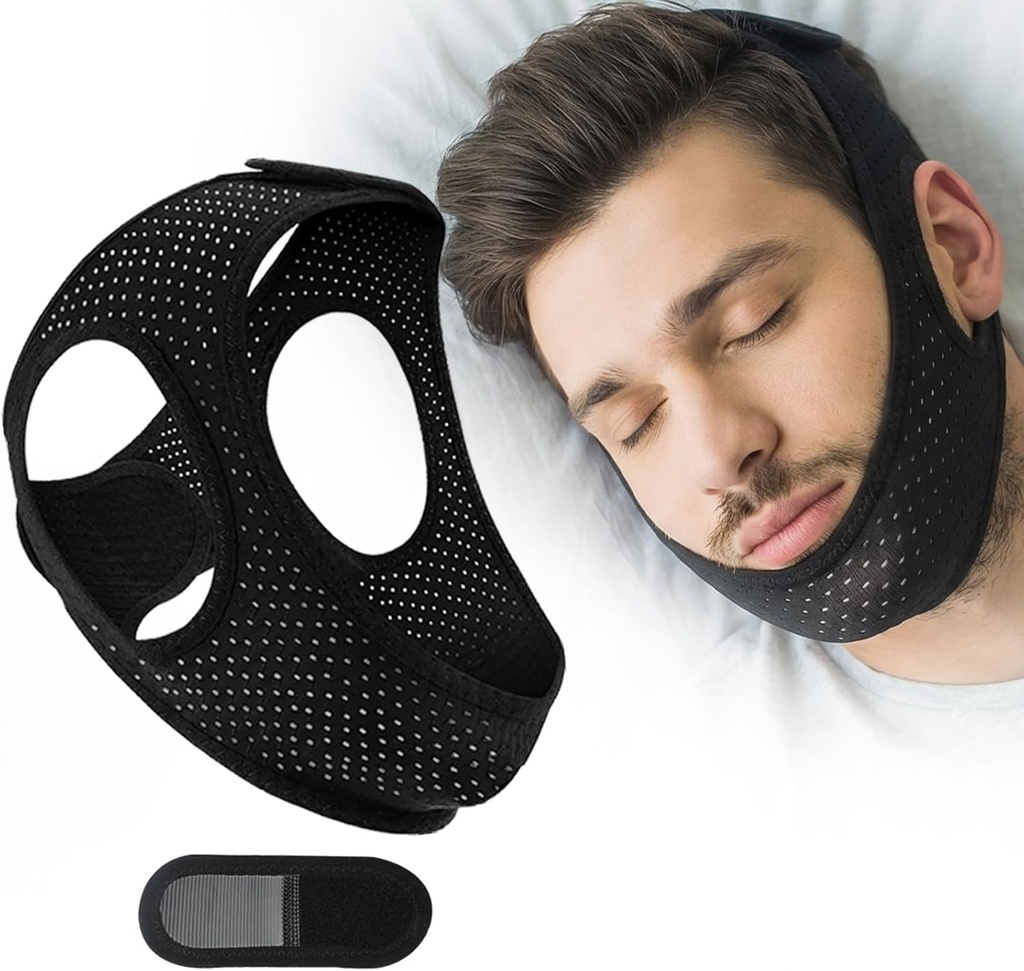 Sleep Apnea Devices丨Comfortable Chin Strap for Sleeping - Improve Sleep Quality, Simple & Adjustable Design for Men and Women (23.5 in,Black)