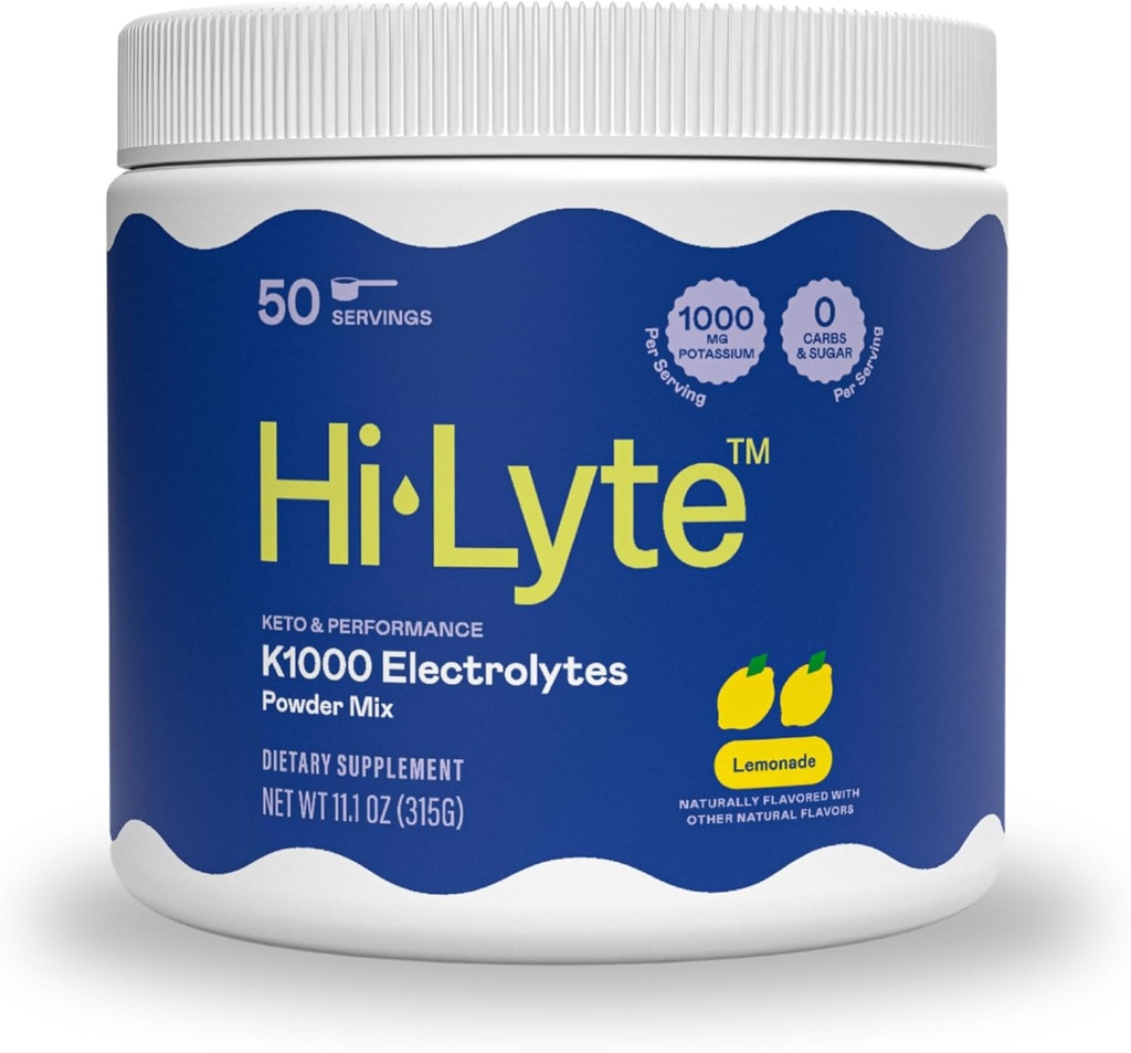 Hi-Lyte Keto K1000 Elektrolyte Pulver | Lemonade | Hydration Ergänzung Getränke Mix | Boost Energy & Beat Leg Cramps | Kein Zucker, keine Maltodextrin | 50 Portionen