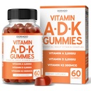 ADK Gummies Vitamin D3 K2 (60 Sugar Free Gummies) Vitamin D3 K2 10000iu/ 5000iu - Supplement with D & K - 10 Vegan Supplement - Delicious Raspberry Flavor - Non GMO & USA Made - 60 Count