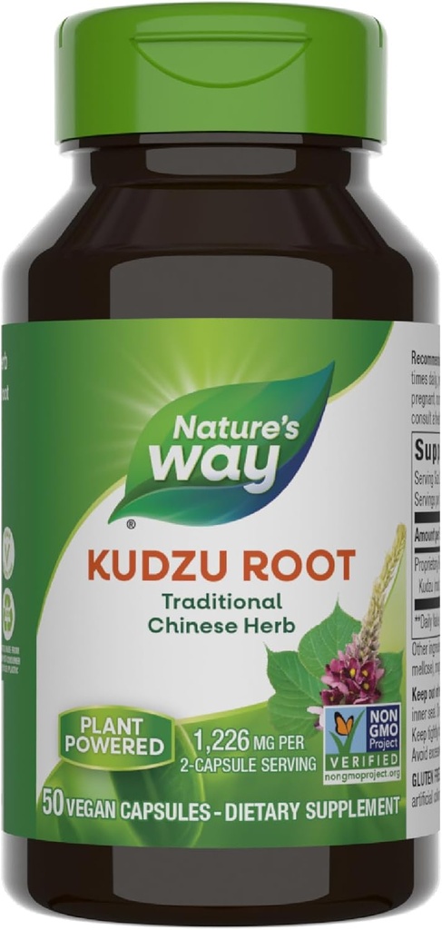 Nature's Way Kudzu Root, 1,226 mg per 2-Capsule Serving, non-GMO Project Verified, 50 Vegan Capsule (Packing May Vary)