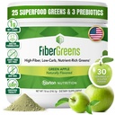 Soluble Fiber Greens Powder with 30 Superfoods, Probiotics & Prebiotic Fiber Supplement for Women & Men - Support Digestion, Regulate Blood Sugar & Promote Daily Energy - Made in USA - 30 Servings