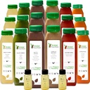 7 dagen Proteïnesap Reiniging door ruwe fontein, alle natuurlijke ruwe detox reiniging, koude geperste vruchten, groenten, vanille en chocolade smaak, smakelijk en energizing, 42 flessen 12oz, 3 Gember Shots