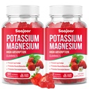 Potassium Magnesium Gummies,High Absorption Magnesium Glycinate,D3 & B6,Potassium Citrate - for Muscle Support, Leg Cramps & Electrolyte Balance - Vegan, Non-GMO, Strawberry Flavor, 120 Count