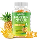 Potassium Citrate Gummies 1200mg, Chewable Potassium Supplement for Adults & Kids - Supports Muscle Health, Leg Cramps & Electrolyte Balance, Sugar-Free, Vegan, Pineapple Flavor, 60 Count