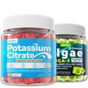 2 Pack Vegan Omega-3 Gummies + 2 Pack Potassium Citrate 1000mg Gummies