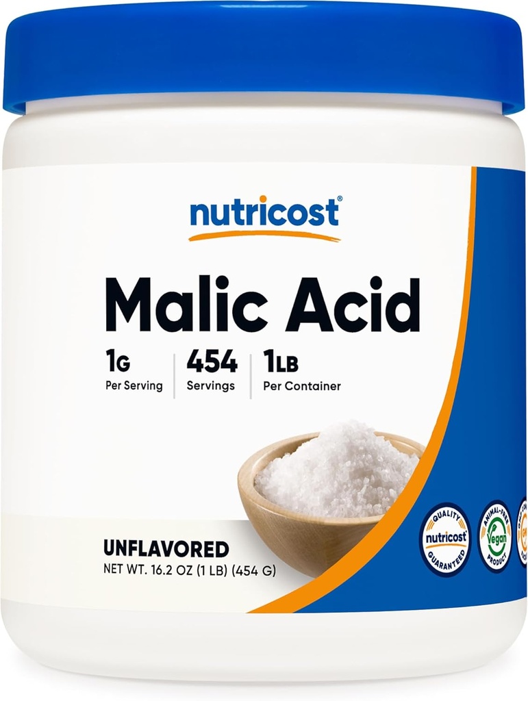 Nutricost Malic Pewder 1LB - Guten Free, No-GMO (454 Grams)