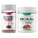 Snap Supplements Nitric Oxide Beet Root Gummies + BCAA Powder Bundle, 60 Cherry Gummies + 30 Servings Pomegranate Watermelon
