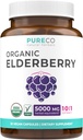 Cápsulas de Elderberry orgánicas - 10:1 Extraer equivalentes 5.000mg de Elderberries frescas (Vegan) para soporte inmune, alerxia, alivio de Sinus - Sambucus Nigra - Black Elderberry - 30 cápsulas (Sen pílulas ou Gummies)