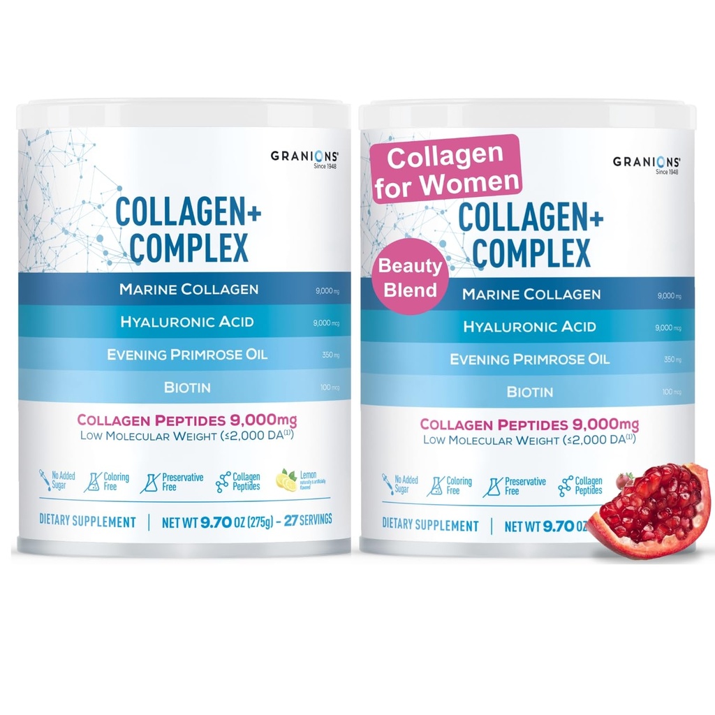 Granions Marine Collagen Lemon Powder and Marine Collagen Pomegranate Powder Beauty Bundle