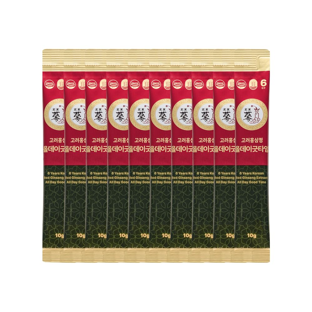 6 Year Korean Red Ginseng Shot - 7mg Ginsenosides - Caffeine Free HACCP 10 Packets