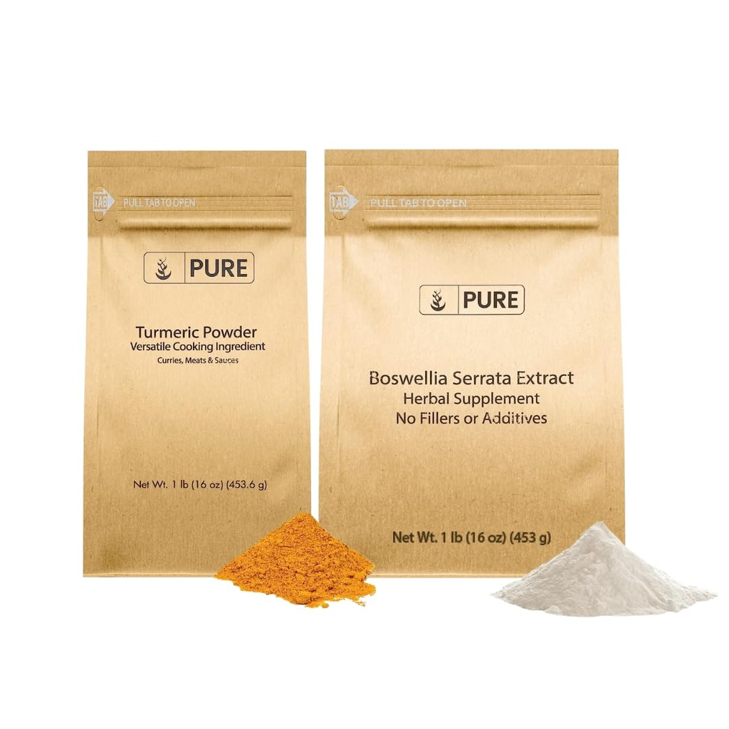 PURE ORIGINAL INGREDIENTS Boswellia Serrata Extract & Turmeric Powder Bundle (1lb), Natural Supplements, No Preservatives