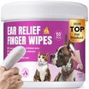Pet Ear Cleaning Finger Wipes for Dogs & Cats - Dog Ear Cleaner with Aloe, Coconut Oil & Ginseng - Finger Dog Ear Wipes to Relieve Ear Itching, Infections, Wax & Smelly Ears - 50 Ct - Coconut Scent