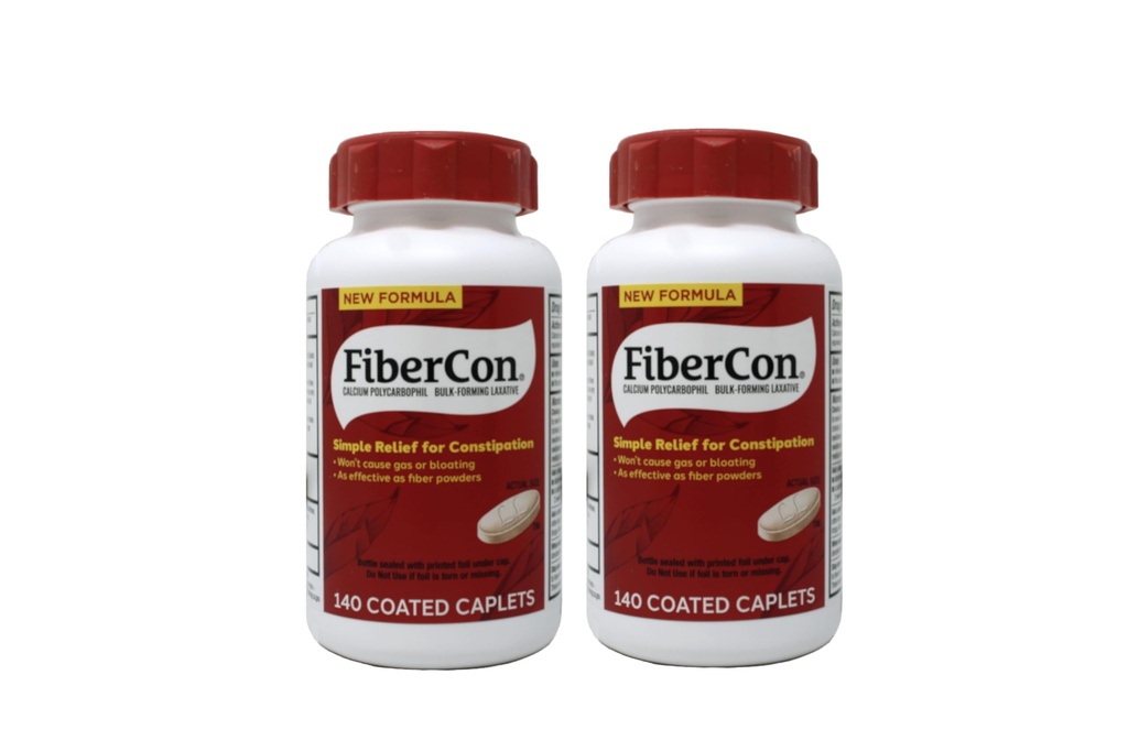 Fibercon Fiber Therapy for Regularity with Calcium Polycarbophil, 2 Pack
