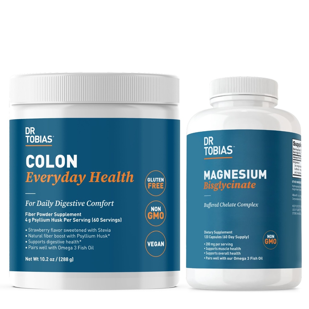 Dr. Tobias Colon Everyday Health & Magnesium Bisglycinate - Digestive Comfort and Support for Muscle & Bone Health, Vegan, Non-GMO