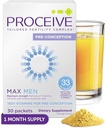 Proceive Max Tailored Fertility Supplement for Men, Pre Conception Vitamins, Minerals, and Amino Acids with Vitamin D, Zinc, Selenium, and Vitamin E, 30 Vegan Drink Mix Packets, Orange Flavor
