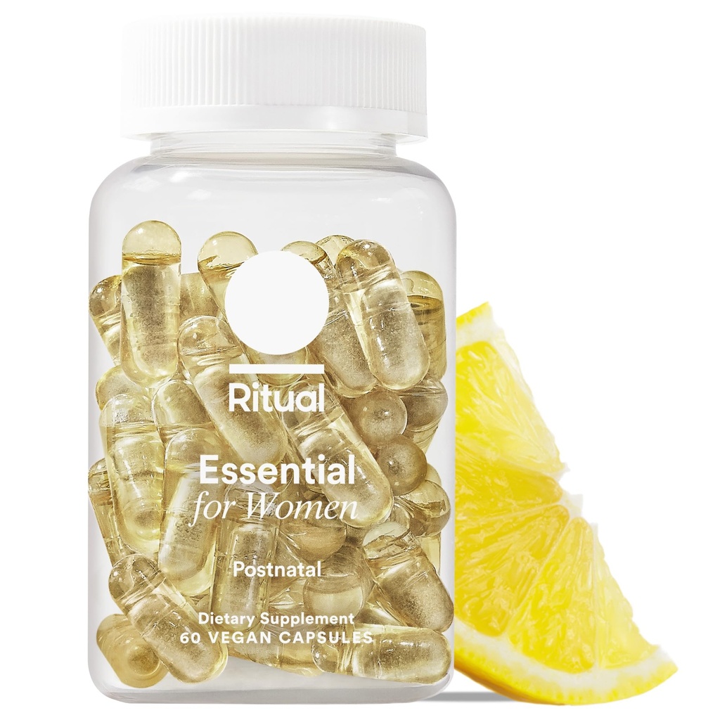 Ritual Postnatal Multivitamin for Women - Key Essential Vitamins and Minerals to Support Mom and Baby Postpartum and Throughout Lactation* - Choline, Omega-3 DHA - Citrus - 60 Capsules - 30 Servings