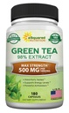 aSquared Nutrition Green Tea Extract with EGCG – 180 Capsules – 500mg per Capsule – 75% Polyphenols, 45% EGCG – Antioxidant Support, Heart Health, Natural Detox – Low Caffeine Supplement