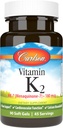 Carlson - Vitamin K2 MK-7 (Menaquinone), 180 mcg, Bone Support, Plastic Bioavailability, K2 Vitamin, Vitamin K-2, 90 Softgels