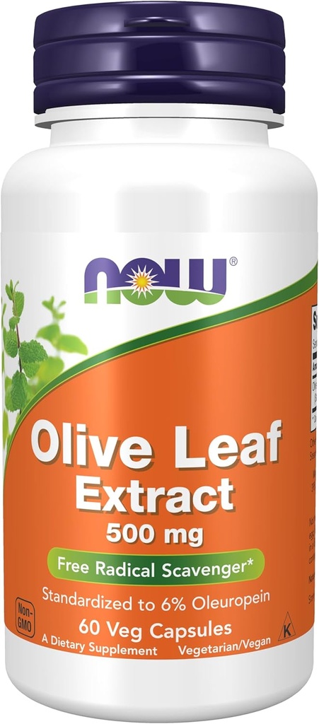 NOW Foods Supplements, Olive Leaf Extract 500 mg, Free Radical Scavenger *, 60 Veg kapszula