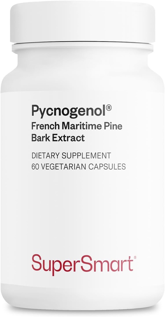 Siêu thông minh - Pycnogenol 200m mỗi ngày (Pageed & Highly Bimavailable) - Pháp Maritime Pine Raw Un-GMO & Gluten Free - 60 Capsulesrian Capsules