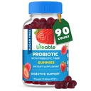 Lifeable Sugar Free Probiotics with Prebiotics Fiber – Great Tasting Natural Flavor Gummy Supplement – Keto Friendly Chewable – for Gut Health and Immune Support – for Adults, Man, Women – 90 Gummies