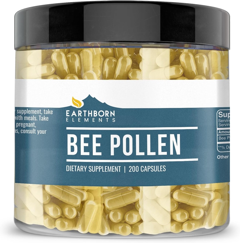 Elementi iz rodu Earthborn Čebela Pollen 200 Kapsule, čiste in nerazredčene, brez dodatkov