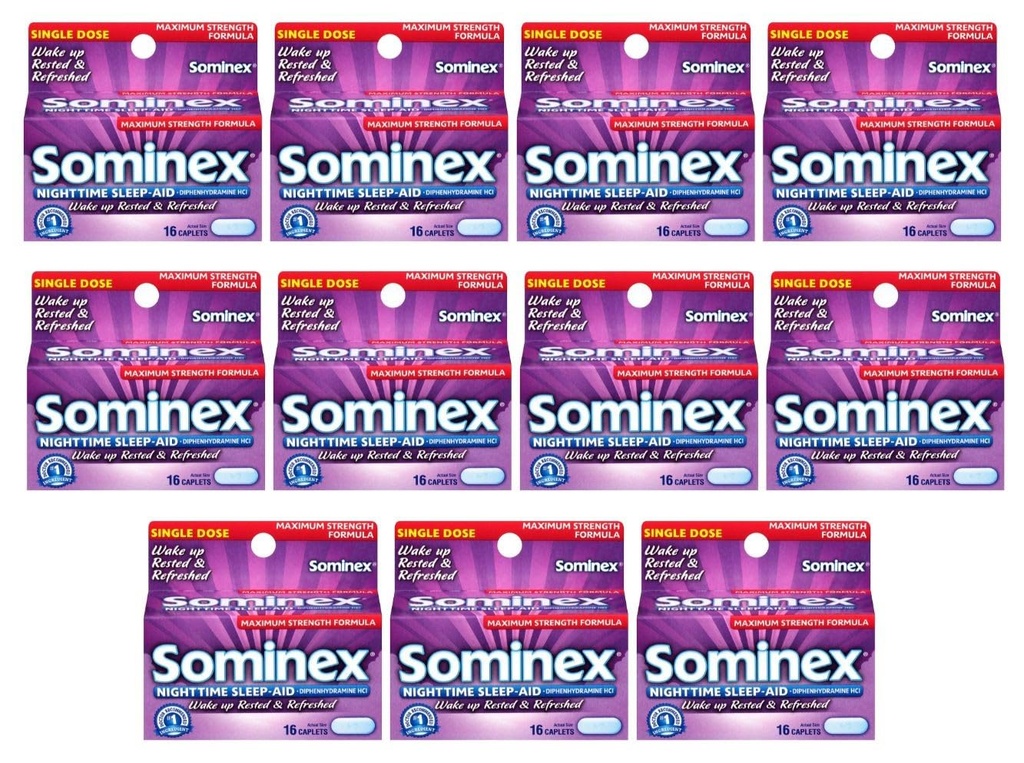 Sominex Nighttime Sleep-Aid Caplets, Maximum Strength, 16 ea (Pack of 11)
