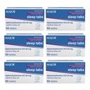 MAJOR Nighttime Sleep Aid Tablets, Diphenhydramine HCl 25 mg, for Adults with Trouble Sleeping, 50 Count (6-Pack)
