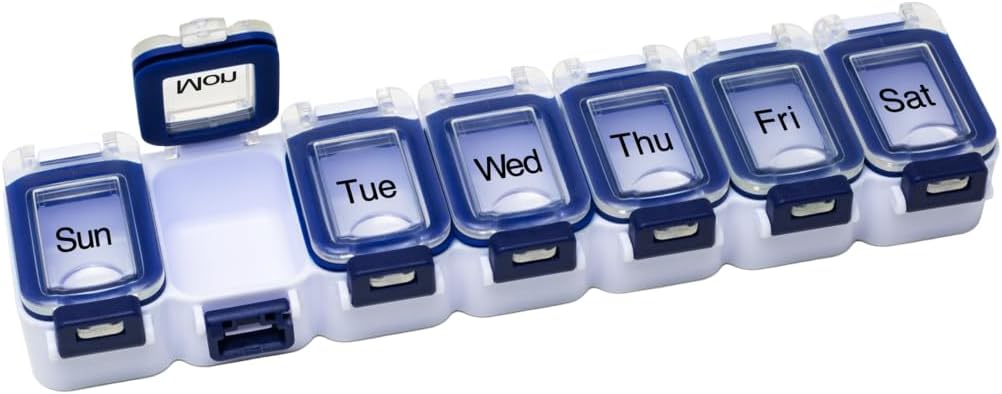 EZY DOSE Weekly (7-Dag) Pill Planner, Medicine Case, Vitamine Organizer Box, Waterproof Locking Compartments om veilige receptie Medicatie en te voorkomen dat per ongeluk morsen, blauw