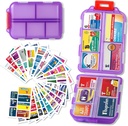Organizator de pastile cu etichete de medicina Travel Daily Pill Container Mini Medicatie Organizator de stocare pastile Organizator de călătorie Essentials Pilula Caz 7 zile (Purple & 161 Lables)