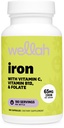 Wellah Iron Supplement for Women (65mg) 180 Capsules - with Vitamin C, Vitamin B12, & Folate