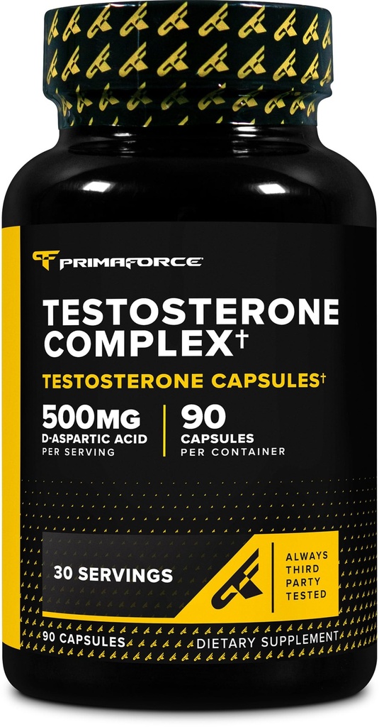 Primaforce Testosterone Complex 90 Capsules, 500mg D-Aspartic Acid Per Serving, 30 Servings