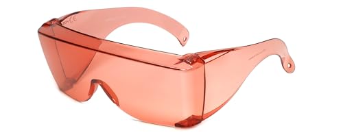Calabria 3000 Fitover Safety Glasses with Uni-Lens – [Pink Fl-41] Wrap Around Eye Protection | Anti-Fog Scratch Resistant | Protective Eyewear