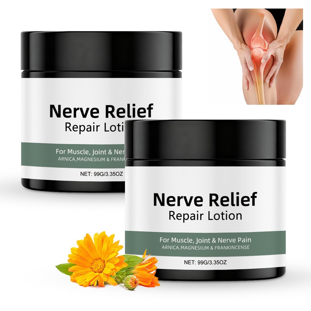 2PC Nerve Relief Repair Lotion Cream, Neuropathy Lotion with Arnica, Deeply Moisturizes Skin, Keep Soft Smooth, Suitable for Muscle, Lumbar, Neck, Hands and Feet