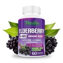 Parker Naturals Organic Elderberry Capsules, 4-Way Immune Boost Elderberries, Vitamins C, D & Zinc Support, 1260.1 mg Elderberry Supplements for Adults, 60 Capsules
