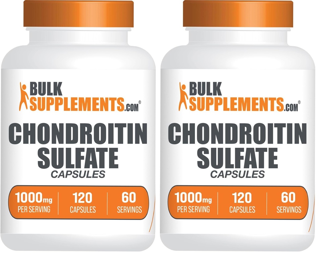 BulkSupplements.com Chondroitin Sulfate Capsules - Nutritional Supplement, Chondroitin Sulfate 1000 mg - Gluten Free, 2 Capsules per Serving, 120 Count (Pack of 2)