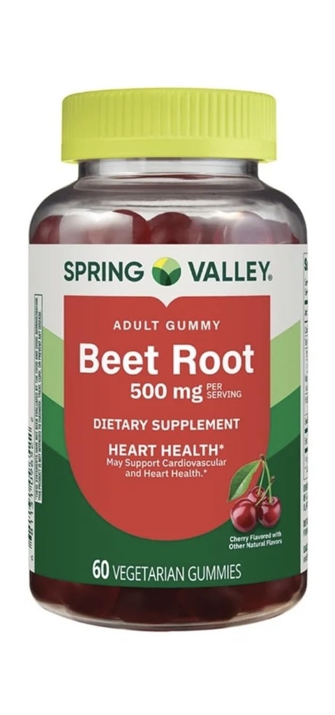 Beetroot Dietary Supplement Gummies, Cherry, 500 mg, 60 Count