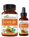 Herbal Goodness Papaya Leaf Bundle: 60ct/600mg Capsules & 1oz Liquid, Digestive Enzymes