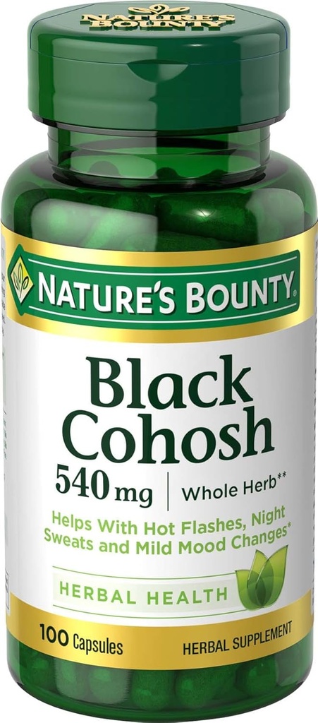 La natura Bounty Black Cohosh Root Pells i Hebal Salut suplementari, suport natural de Menopausal, 540 mg, 100 Capsules