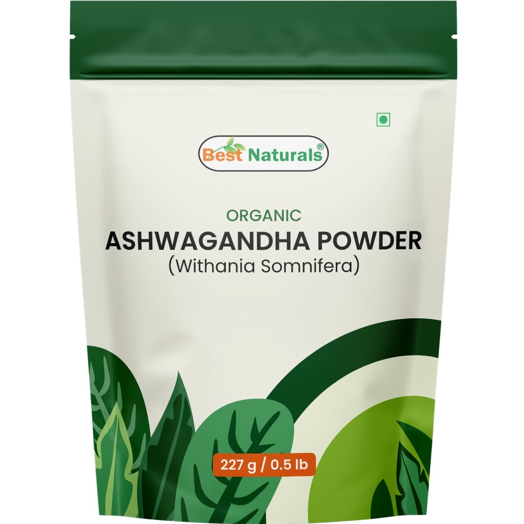 Best Naturals Certified USDA Organic Ashwagandha Powder, 227 Gram, Gluten Free, GMO Free, Vegan