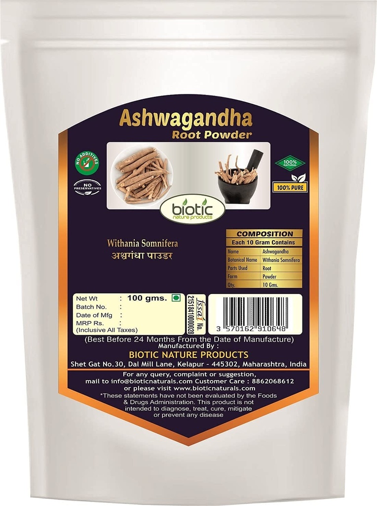 Astha Biotic Natural Ashwagandha Powder/Aswagandha Powder - 100gm