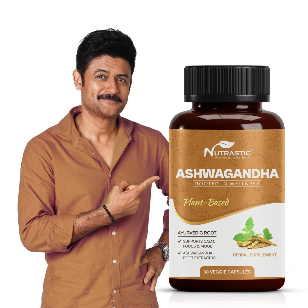 Pure Ashwagandha Capsules 500mg for Energy | Only Ashwagandha Root Extract Supplement | Immunity & Strength | 60 Caps